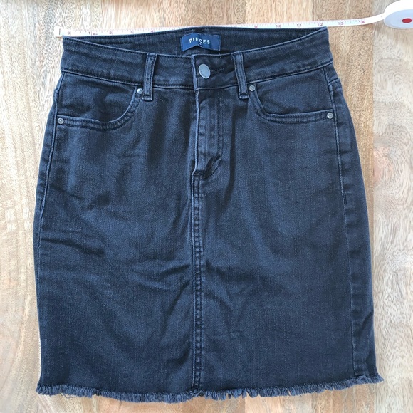 ASOS Dresses & Skirts - ASOS High Rise Faded Black Jean Skirt With Raw Hem